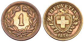 Schweiz, AE 1 Rappen 1870 B