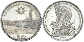 Fribourg, AR 5 Franken 1881, Tir fédéral
