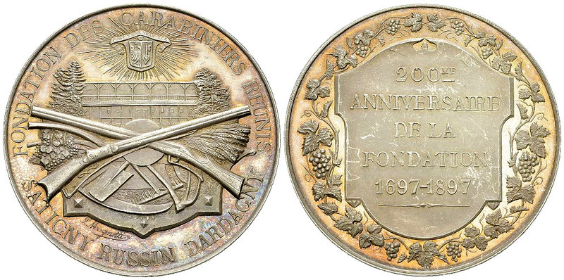 Satigny-Russin-Dardagny, AR Schützenmedaille 1897 

Schweiz, Genf/Genève. Sati...