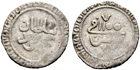 OTTOMAN TUNIS 
 Mahmud I (1143-1171 / 1730-1754ce) 
 2 kharub 1155ah (1742ce) Bi 2.38g Fen 42, KM 44.2 rare date -vf (weakness)
