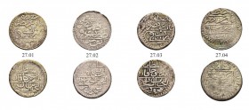 OTTOMAN TUNIS 
 Mahmud I (1143-1171 / 1730-1754ce) 
 Lot of 10 coins: ¼ riyal Bi Fen 33f, KM 42 all f-vf with legible dates a. 1147ah
 b. 1148ah (3...