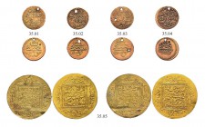 OTTOMAN TUNIS 
 Mustafa III (1171-1187ah / 1757-1774ce) 
 Lot of 7 counterfeit gold coins: mostly ½ sultani made of red gold (40-50%), all are holed...