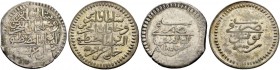 OTTOMAN TUNIS 
 Mustafa III (1171-1187ah / 1757-1774ce) 
 Lot of 2 coins, both have the same date: -xf (weakness) a. riyal 1185ah (1771ce) Bi Fen 87...