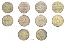 OTTOMAN TUNIS 
 Abdul Hamid I (1187-1203ah / 1774-1789ce) 
 Lot of 5 coins: riyal Bi Fen 147f, KM 65 vf or better a. 1189ah (1776ce) 
 b. 1196ah (1...