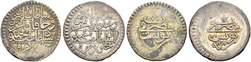 OTTOMAN TUNIS 
 Abdul Hamid I (1187-1203ah / 1774-1789ce) 
 Lot of 2 coins: 8 ...