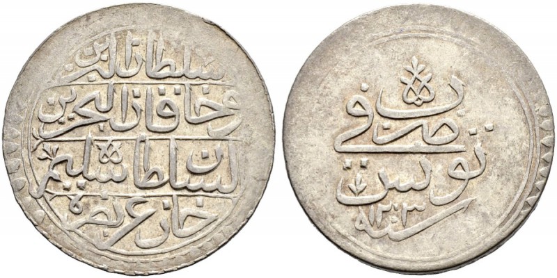 OTTOMAN TUNIS 
 Selim III (1203-1222ah / 1789-1807ce) 
 riyal 1203ah (1789ce) ...