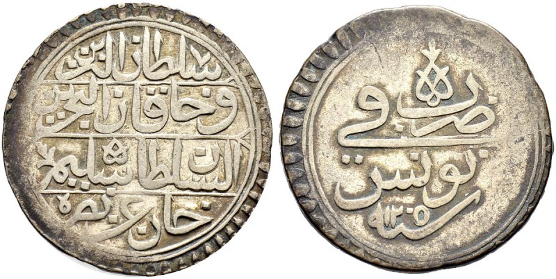 OTTOMAN TUNIS 
 Selim III (1203-1222ah / 1789-1807ce) 
 riyal 1205ah (1791ce) ...