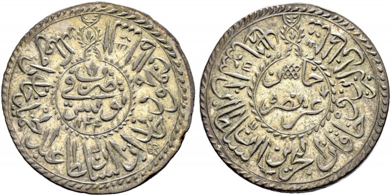 OTTOMAN TUNIS 
 Mahmud II (1223-1255ah / 1808-1839ce) 
 2 riyals 1244ah (1828c...