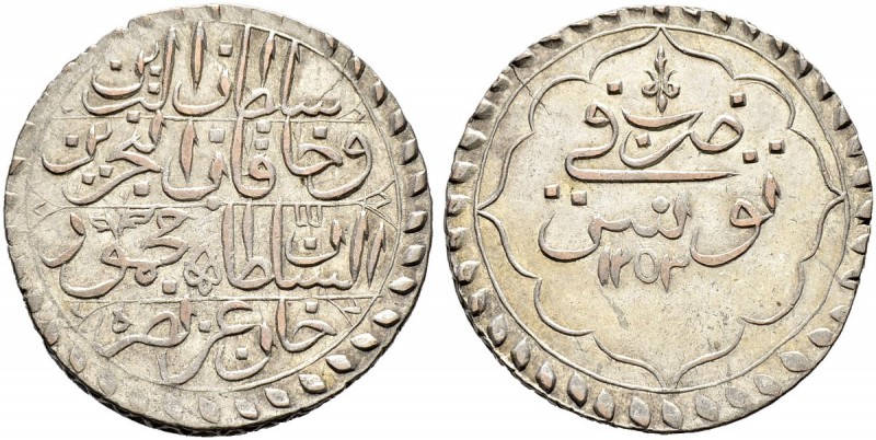 OTTOMAN TUNIS 
 Mahmud II (1223-1255ah / 1808-1839ce) 
 riyal 1253ah (1837ce) ...