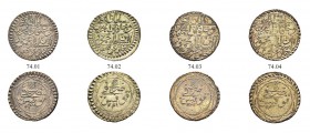 OTTOMAN TUNIS 
 Mahmud II (1223-1255ah / 1808-1839ce) 
 Lot of 4 coins: 8 kharub Bi Fen 246f, KM 89 all more or less xf, very scarce a. 1240ah (1824...