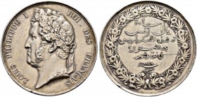 OTTOMAN TUNIS 
 Mahmud II (1223-1255ah / 1808-1839ce) 
 Two very rare and historically important medals 
 medal 1846ce (1262ah) AR 66.05g unpublish...