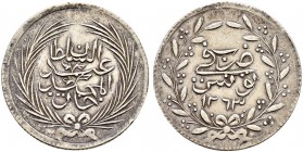 OTTOMAN TUNIS 
 Abdul Mejid (1255-1277ah / 1839-1861ce) 
 2 riyals 1263ah (1846ce) AR 6.42g Fen 297, KM 106 R vf-xf