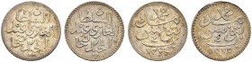 OTTOMAN TUNIS 
 Abdul Mejid (1255-1277ah / 1839-1861ce) 
 Lot of 2 coins: 4 kharub, AR a. 4 kharub, 1274ah, (1857ce), AR, Fen 357, KM 135, Fdc, 0.69...