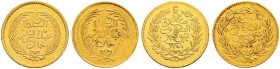 OTTOMAN TUNIS 
 Abdul Aziz (1277-1293ah / 1861-1876ce) 
 Lot of 2 coins: 10 riyals, AU, KM 150, both vf+ a. 1281ah (1865ce) Fen 409 1.90g
 b. 1288a...