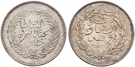 OTTOMAN TUNIS 
 Abdul Aziz (1277-1293ah / 1861-1876ce) 
 2 riyals 1287ah (1870ce) AR 6.08g Fen 438, KM 147a Fdc; scratches (obv.)