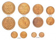 OTTOMAN TUNIS 
 Abdul Aziz (1277-1293ah / 1861-1876ce) 
 Patterns (Heaton Mint) 
 Lot of 6 coins: different denominations, Ae, 1281ah, all are proo...