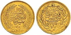 OTTOMAN TUNIS 
 Abdul Hamid II (1293-1299ah / 1876-1909ce) 
 25 riyals 1295ah (1878ce) AU 4.79g Fen 489, KM 196 vf+; ex mount
