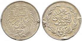 OTTOMAN TUNIS 
 Abdul Hamid II (1293-1299ah / 1876-1909ce) 
 8 kharub 1293ah (1877ce) AR 1.49g Fen 511, KM 188 RR vf+; ex mount