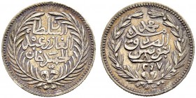 OTTOMAN TUNIS 
 Abdul Hamid II (1293-1299ah / 1876-1909ce) 
 8 kharub 1297ah (1880ce) AR 1.58g Fen 515, KM 181 R -xf
