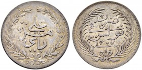 OTTOMAN TUNIS 
 Transitional Coinage 
 With the name Ali Bey (1299-1320ah / 1882-1902ce) 
 riyal 1307ah (1890ce) AR 3.06g Fen 556, KM 206 -unc Begi...
