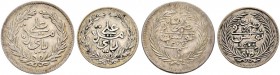 OTTOMAN TUNIS 
 Transitional Coinage 
 With the name Ali Bey (1299-1320ah / 1882-1902ce) 
 Lot of 2 coins: different denominations, AR, both vf or ...