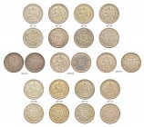 FRENCH PROTECTORATE 
 Reign of Muhammed al-Amin Bey (1362-1376ah / 1943-1957ce) 
 Lot of 11 coins: module of 10 Francs AR Gad 102 complete set, most...