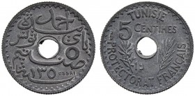 FRENCH PROTECTORATE 
 Essaies 
 5 centimes 19––ce/135–ah Zn 1.41g Lec 89 --- RR unc Ex iNumis 16:1319