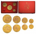 REPUBLIC OF TUNISIA 
 Encased Sets 
 Set: (as above) 1967ce (1387ah) Ae-gilt KM--- KF --- --- -Pf NB: These coins are all uniface patterns. The set ...