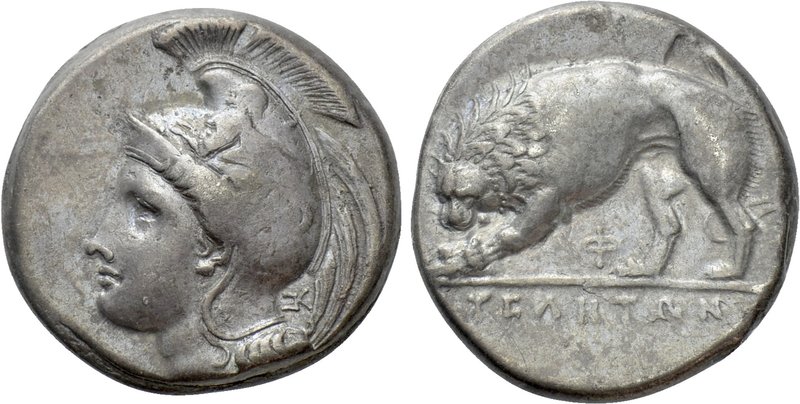 LUCANIA. Velia. Nomos (Circa 334-300 BC). 

Obv: Helmeted head of Athena right...