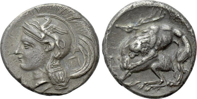 LUCANIA. Velia. Didrachm or Nomos (Circa 280 BC). 

Obv: Helmet head of Athena...