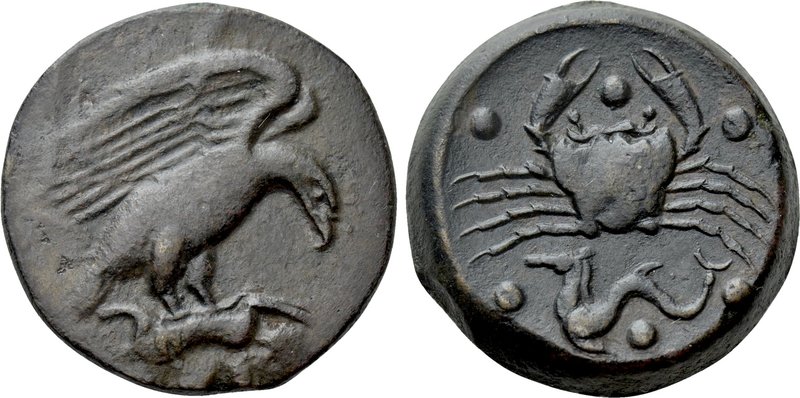 SICILY. Akragas. Ae Hemilitron (Circa 415-406 BC).

Obv: Eagle standing right ...