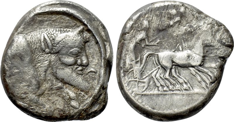 SICILY. Gela. Tetradrachm (Circa 480-470 BC). 

Obv: Charioteer driving slow b...