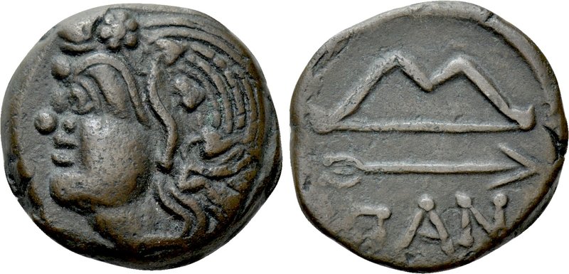 CIMMERIAN BOSPOROS. Pantikapaion. Ae (Circa 304-250 BC). 

Obv: Wreathed head ...