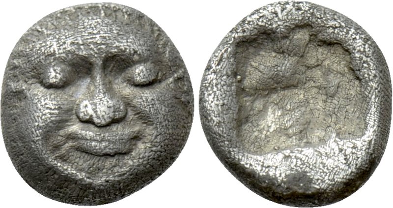 MACEDON. Neapolis. Obol (Circa 500-480 BC). 

Obv: Facing gorgoneion.
Rev: Sq...