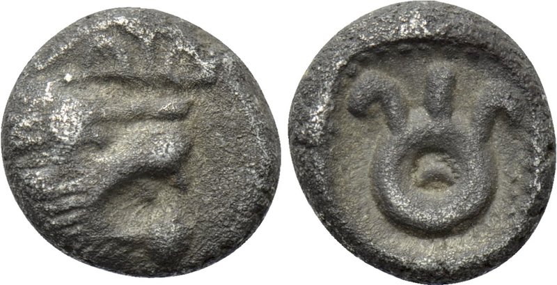 ASIA MINOR. Uncertain (520-480 BC). Hemiobol. 

Obv: Head of roaring lion.
Re...