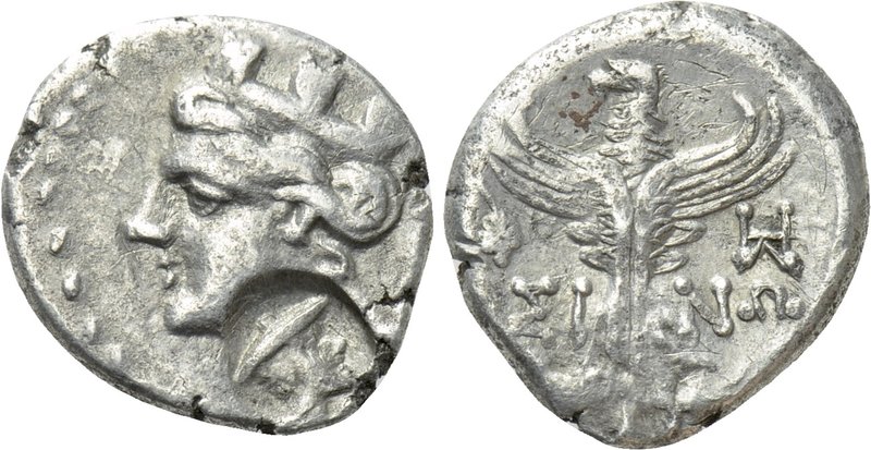 PAPHLAGONIA. Sinope. Hemidrachm (Circa 3rd BC). 

Obv: Female head wearing tur...