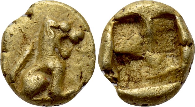 IONIA. Uncertain EL 1/24 Stater (Circa 550-500 BC).

Obv: Lion seated right.
...