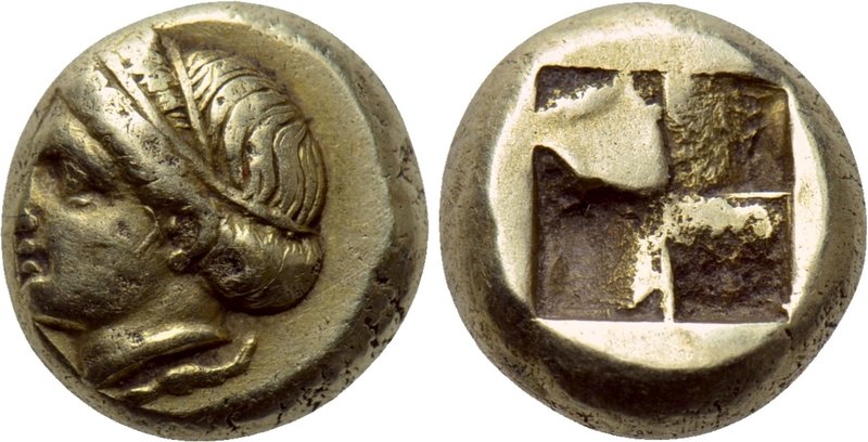 IONIA. Phokaia. EL Hekte (Circa 478-387 BC). 

Obv: Female head left, with ban...