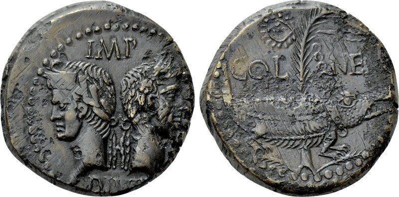GAUL. Nemausus. Augustus, with Agrippa (27 BC-AD 14). Ae. 

Obv: IMP DIVI F. ...