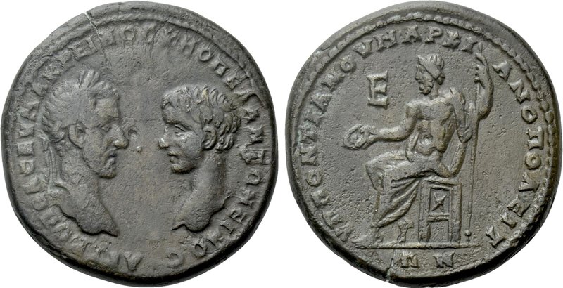MOESIA INFERIOR. Marcianopolis. Macrinus, with Diadumenian (217-218). Ae. Pentas...