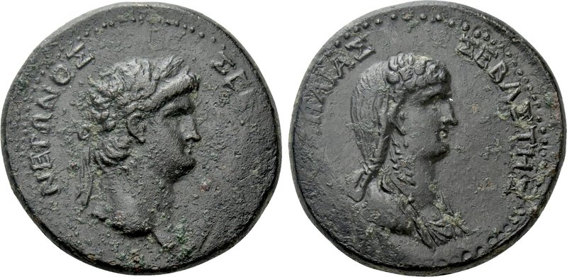 GALATIA. Koinon of Galatia. Nero with Poppaea (54-68). Ae. 

Obv: NEPΩNOΣ ΣEBA...