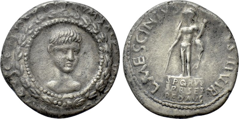 AUGUSTUS (27 BC-14 AD). Denarius. Rome; L. Mescinius Rufus, moneyer.

Obv: SC ...