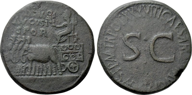 DIVUS AUGUSTUS (Died 14 AD). Sestertius. Rome.

Obv: DIVO / AVGVSTO / S P Q R....
