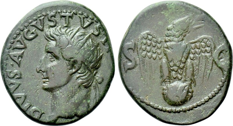 DIVUS AUGUSTUS (Died 14). Dupondius. Rome. Struck under Tiberius (14-37). 

Ob...