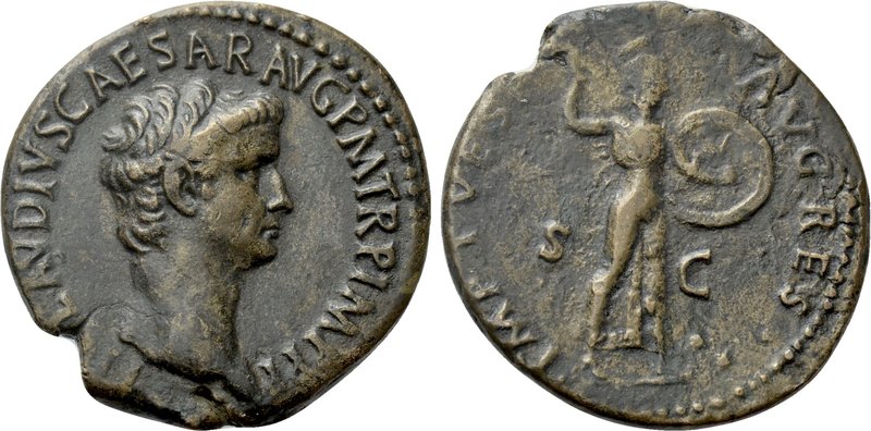 CLAUDIUS (41-54). As. Rome. Restitution issue struck under Titus. 

Obv: TI CL...