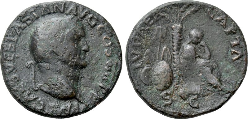 VESPASIAN (69-79). As. Lugdunum. "Judaea Capta" type. 

Obv: IMP CAES VESPASIA...