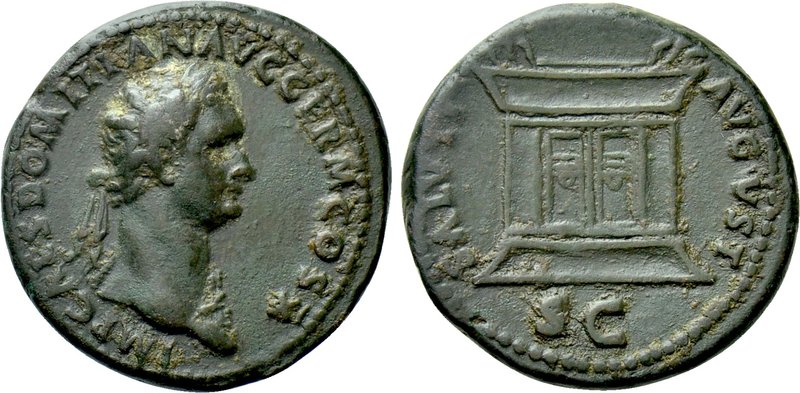 DOMITIAN (81-96). As. Rome. 

Obv: IMP CAES DOMITIAN AVG GERM COS X. 
Laureat...