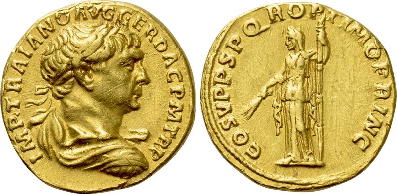 TRAJAN (98-117). GOLD Aureus. Rome.

Obv: IMP TRAIANO AVG GER DAC P M TR P.
L...
