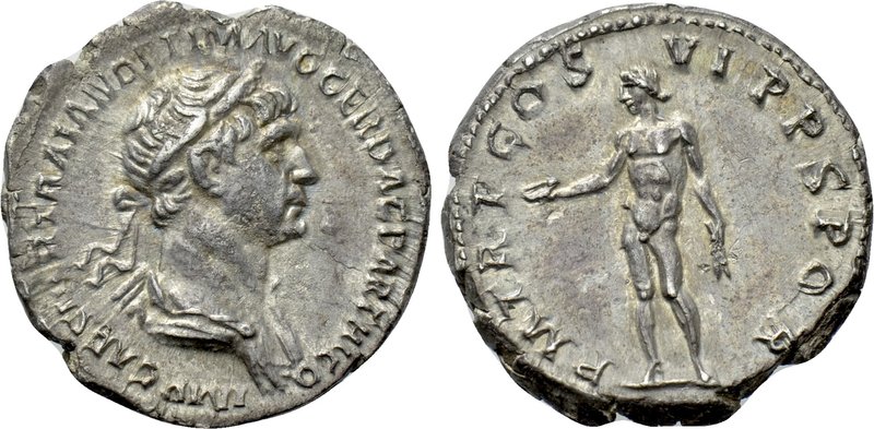 TRAJAN (98-117). Denarius. Rome. 

Obv: IMP CAES NER TRAIAN OPTIM AVG GER DAC ...