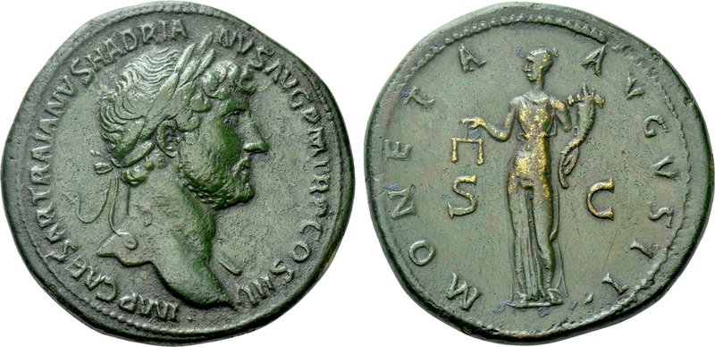 HADRIAN (117-138). Sestertius. Rome. 

Obv: IMP CAESAR TRAIANVS HADRIANVS AVG ...